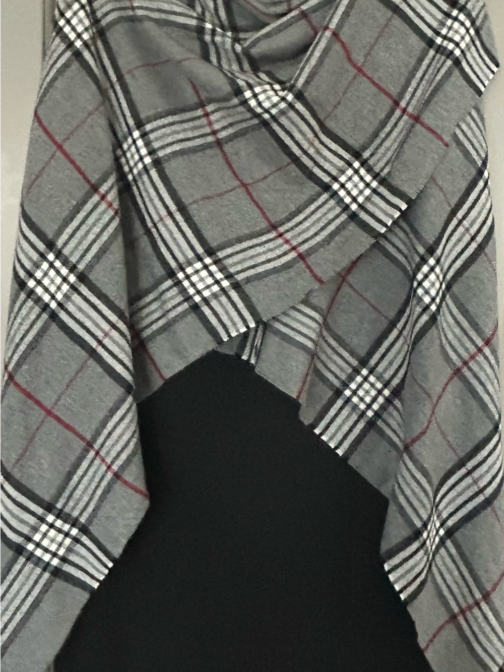 Lord and Taylor Plaid Wrap Shawl Black